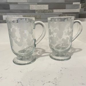 Mickey Mouse themed glass hot beverage mugs . Like new, never used.